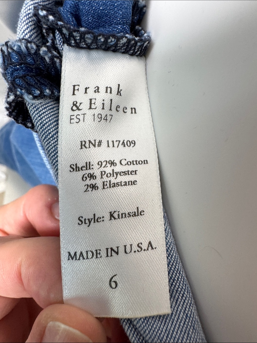 Frank & Eileen Kinsale High Rise Performance Denim Crop Pants Size 6 Raw Hem 25” - Picture 3 of 12